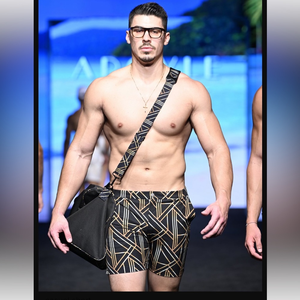 Designer swim trunks